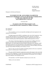 Statement by the Delegation of the Russian Federation in response to the report by the OSCE Representative to the Latvian-Russian Joint Commission on Military Pensioners, Lieutenant Colonel Helmut Napiontek