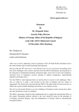 Statement by H.E. Dragomir Zakov, Security Policy Director