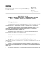 Decision No. 1/16 - Extension of the Mandate of the OSCE Representative on Freedom of the Media