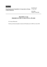 Decision No. 2/16 - OSCE Chairmanship in the Year 2018 Decision No. 2/16 - OSCE Chairmanship in the Year 2018