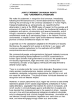 Joint Statement on Human Rights and Fundamental Freedoms