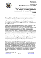 Statement by the Delegation of the United States of America  on the Russia’s ongoing aggression against Ukraine and illegal occupation of Crimea