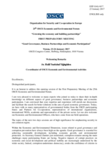 Welcoming Remarks by Dr. Halil Yurdakul Yiğitgüden, Co-ordinator of OSCE Economic and Environmental Activities