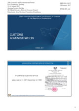 Presentation by Mr. Marat Beisenov, Director Customs Control Department, State Revenue Committee