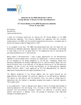 Statement by OSCE Chairperson-in-Office and Greek Foreign Minister Dora Bakoyannis