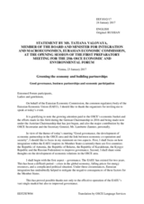 Statement by Ms. Tatiana Valovaya, Member of tthe Board, Minister in charge for Integration and Macroeconomics