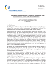 Statement by the Delegation of Ukraine on the continued inclusion of civil society organizations in the register of “foreign agents” in the Russian Federation