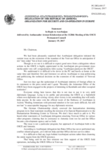 Statement by the Delegation of Armenia in response to the statement by the Delegation of Azerbaijan on the situation around the extension of the Mandate of the OSCE Office in Yerevan