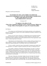 Statement by the Delegation of the Russian Federation in response to the address by the Chair of the Committee of Ministers of the Council of Europe and Minister of Foreign Affairs of the Republic of Cyprus, Mr. Ioannis Kasoulides