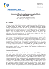 Statement by the Delegation of Ukraine on the Russia’s ongoing aggression against Ukraine and illegal occupation of Crimea