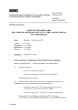 Diario de la 843ª Sesión extraordinaria del Foro de Cooperación en materia de Seguridad  