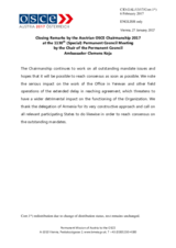 Statement by the Austrian OSCE Chairmanship on the lack of consensus on the draft decision on the extension of the mandate of the OSCE Office in Yerevan and on the draft decision on the extension of the mandate of the OSCE Office in Tajikistan