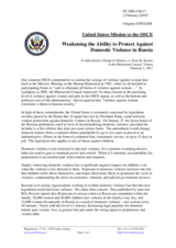 Statement by the Delegation of the United States of America on weakening the ability to protect against domestic violence in Russia