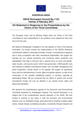 Statement by the Maltese EU Presidency in response to the presentations by the Chairpersons of the Security Committee, of the Economic and Environmental Committee, and of the Human Dimension Committee