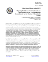 Statement by the Delegation of the United States of America on the Russia’s ongoing aggression against Ukraine and illegal occupation of Crimea