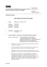 Diario de la 844ª Sesión plenaria del Foro de Cooperación en materia de Seguridad  