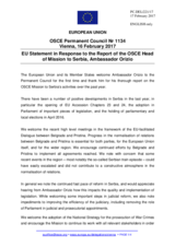 Statement by the Maltese EU Presidency in response to the report by the Head of the OSCE Mission to Serbia, Ambassador Andrea Orizio