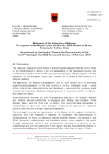 Statement by the Delegation of Albania in response to the report by the Head of the OSCE Mission to Serbia, Ambassador Andrea Orizio