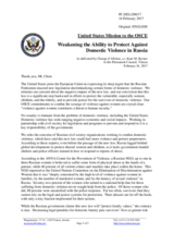 Statement by the Delegation of the United States of America on the domestic violence in the Russian Federation