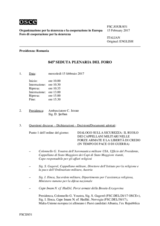 Giornale della 845a Seduta plenaria del Foro di cooperazione per la sicurezza