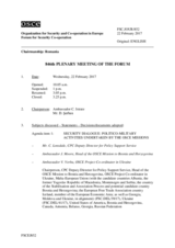 Journal of the 846th Plenary Meeting of the Forum for Security Co-operation