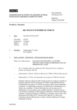 Journal de la 846ème séance plénière du Forum