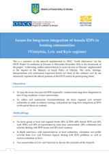 Problem Analysis for Psychological and Social-economic Adaptation and Integration of Female IDPs in Hosting Communities (Vinnytsia, Lviv and Kyiv regions)