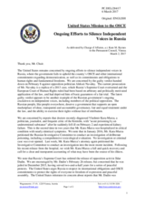 Statement by the Delegation of the United States of America on the ongoing efforts to silence independent voices in the Russian Federation