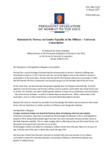 Statement by the Delegation of Norway in response to the presentations by Major A. Grant, Lieutenant E. Raluca Radu, Mr. O. Fisher, Mr. M. Pesko, and by Mr. P. Gasparini