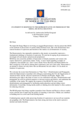 Statement by the Delegation of Norway in response to the report by the OSCE Representative on Freedom of the Media, Ms. Dunja Mijatović, and to the presentations by Ms. Hanna Herbst, Vice Austria, and Ms. Teresa Havlicek, Wienerin.at