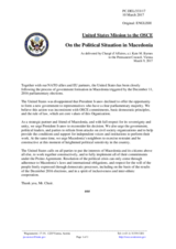 Statement by the Delegation of the United States of America on the political situation in the former Yugoslav Republic of Macedonia
