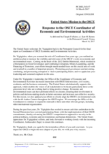 Statement by the Delegation of the United States of America in response to the report by the Co-ordinator of OSCE Economic and Environmental Activities, Dr. Halil Yurdakul Yigitgüden