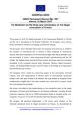Statement by the Maltese EU Presidency on the three years of Russia’s attempted annexation of the Autonomous Republic of Crimea and the city of Sevastopol