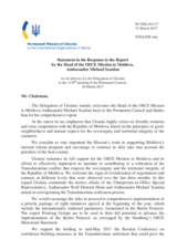 Statement by the Delegation of Ukraine in response to the report by the Head of the OSCE Mission to Moldova, Ambassador Michael Scanlan