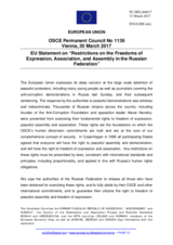 Statement by the Maltese EU Presidency on the restrictions on the freedoms of expression, association and assembly in the Russian Federation