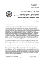 Statement by the Delegation of the United States of America on the ban on Jehovah’s Witnesses in the Russian Federation