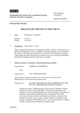 Journal of the 850th Plenary Meeting of the Forum for Security Co-operation