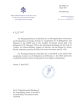 Response by the Delegation of the Holy See to the Questionnaire on the Code of Conduct on Politico-Military Aspects of Security Response by the Delegation of the Holy See to the Questionnaire on the Code of Conduct on Politico-Military Aspects of Security