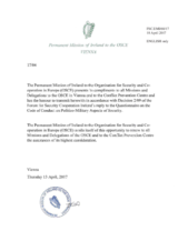 Response by the Delegation of Ireland to the Questionnaire on the Code of Conduct on Politico-Military Aspects of Security