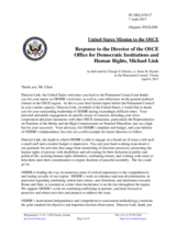 Statement by the Delegation of the United States of America in response to the report by the Director of the Office for Democratic Institutions and Human Rights, Mr. Michael Georg Link