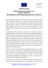 Statement by the Maltese EU Presidency on the parliamentary elections in Armenia, held on 2 April 2017