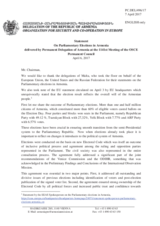 Statement by the Delegation of Armenia on the parliamentary elections in Armenia, held on 2 April 2017