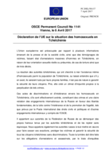 Déclaration de l’UE sur la situation des homosexuels en Tchétchénie