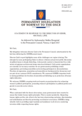 Statement by the Delegation of Norway in response to the report by the Director of the Office for Democratic Institutions and Human Rights, Mr. Michael Georg Link