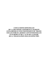 Formal Conclusions of the Second Conference to Review the Operation of the Treaty on Conventional Armed Forces in Europe and the Concluding Act of the Negotiation on Personnel Strength (fr)