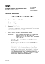Journal of the 852nd Plenary Meeting of the Forum for Security Co-operation