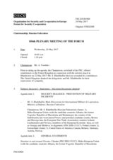 Journal of the 854th Plenary Meeting of the Forum for Security Co-operation