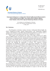 Statement by the Delegation of Ukraine in response to the update by Ambassador Martin Sajdik and to the report by Ambassador Ertugrul Apakan