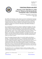 Statement by the Delegation of the United States of America in response to the report by the Chief Observer of the OSCE Observer Mission at two Russian Checkpoints on the Russian-Ukrainian Border, Colonel Flavien Schaller