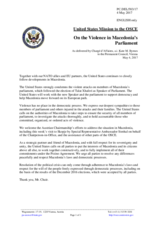 Statement by the Delegation of the United States of America on the violence in the Parliament of the former Yugoslav Republic of Macedonia